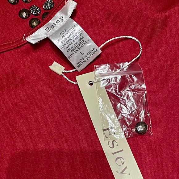 Esley Red Studded Dress sz Large - Picture 3 of 6